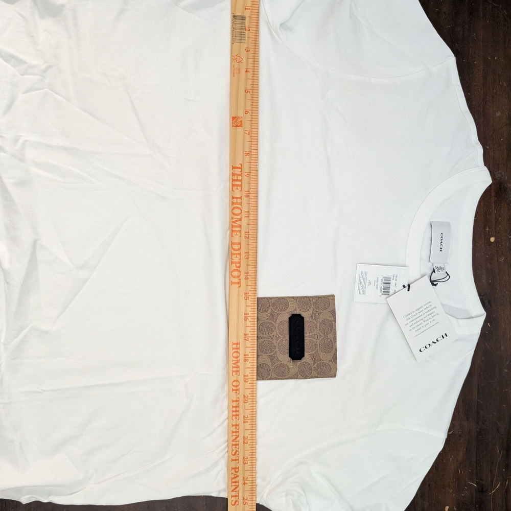 Coach Essen T-Shirt White Signature Canvas Pocket XXL NWT Organic Cotton C9148 - Picture 5 of 6